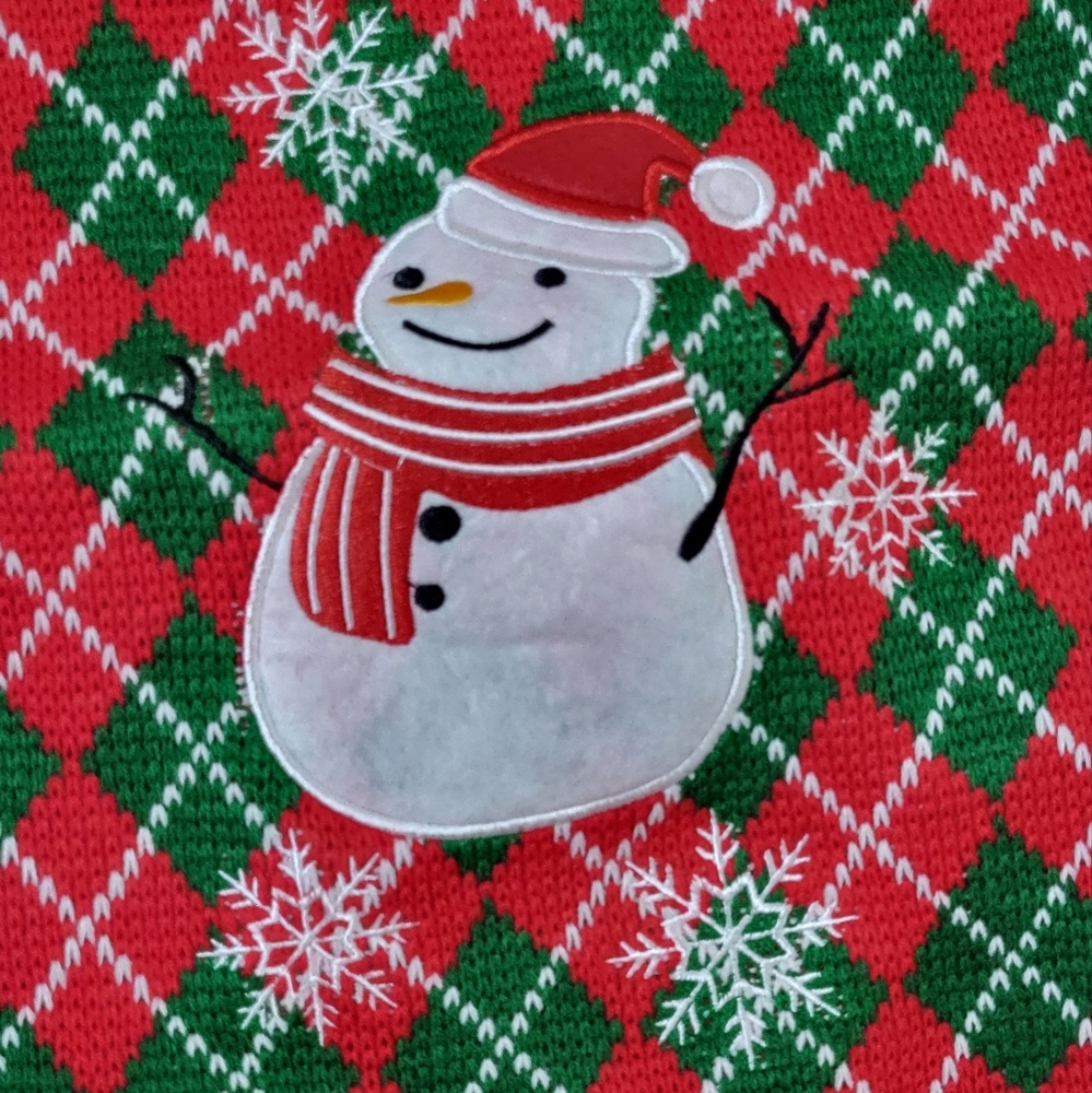 Red/Green Festive Holiday NWOT Snowman Plaid Christmas Turtleneck Dog Sweater XL - Picture 6 of 10